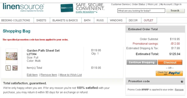 Linen source promo code How to Use Linensource Coupons At the time of Checkout during your purchase on replieslieu.ml, enter the coupon code in the Promo code box of the Promo tab under Enter Gift Card or Promo Code of the Billing Section and click Apply.