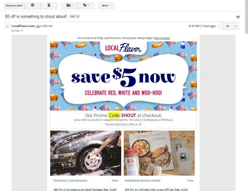 Local flavor coupons