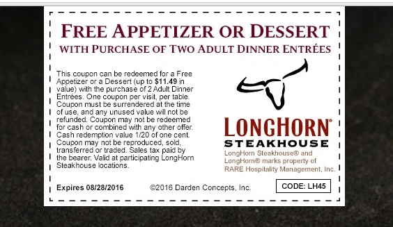 Longhorn coupons november