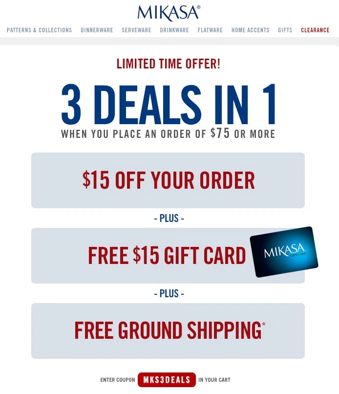 Mikasa discount coupons