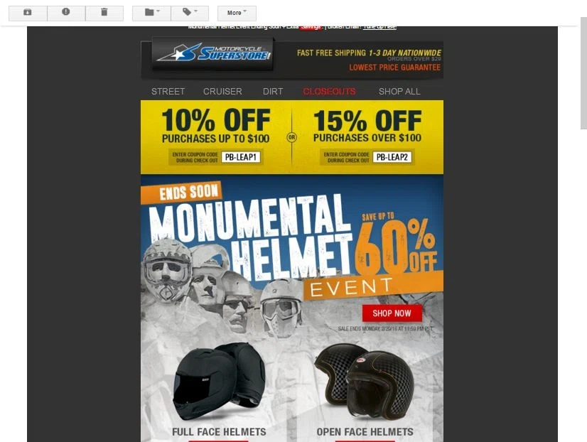 Motorcycle Superstore Coupon Codes, Promos & Sales Motorcycle Superstore Coupon Codes Motorcycle Superstore is the ultimate one-stop shop for powersports enthusiasts of all kinds. With over 15 years in the industry, Motorcycle Superstore is the #1 online retailer of motorcycle and powersports gear, apparel, tires, and accessories.
