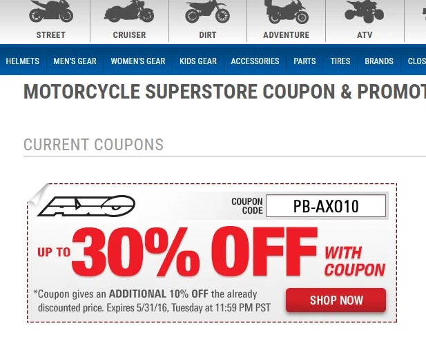 Shoppers looking for Motorcycle Superstore also liked these coupons Motorcycle Superstore Coupon Codes, Promos & Sales. Want the best Motorcycle Superstore coupon codes and sales as soon as they're released? Then .