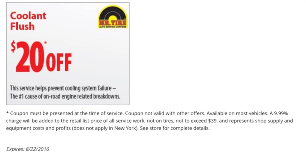 Tires plus coupon coolant flush