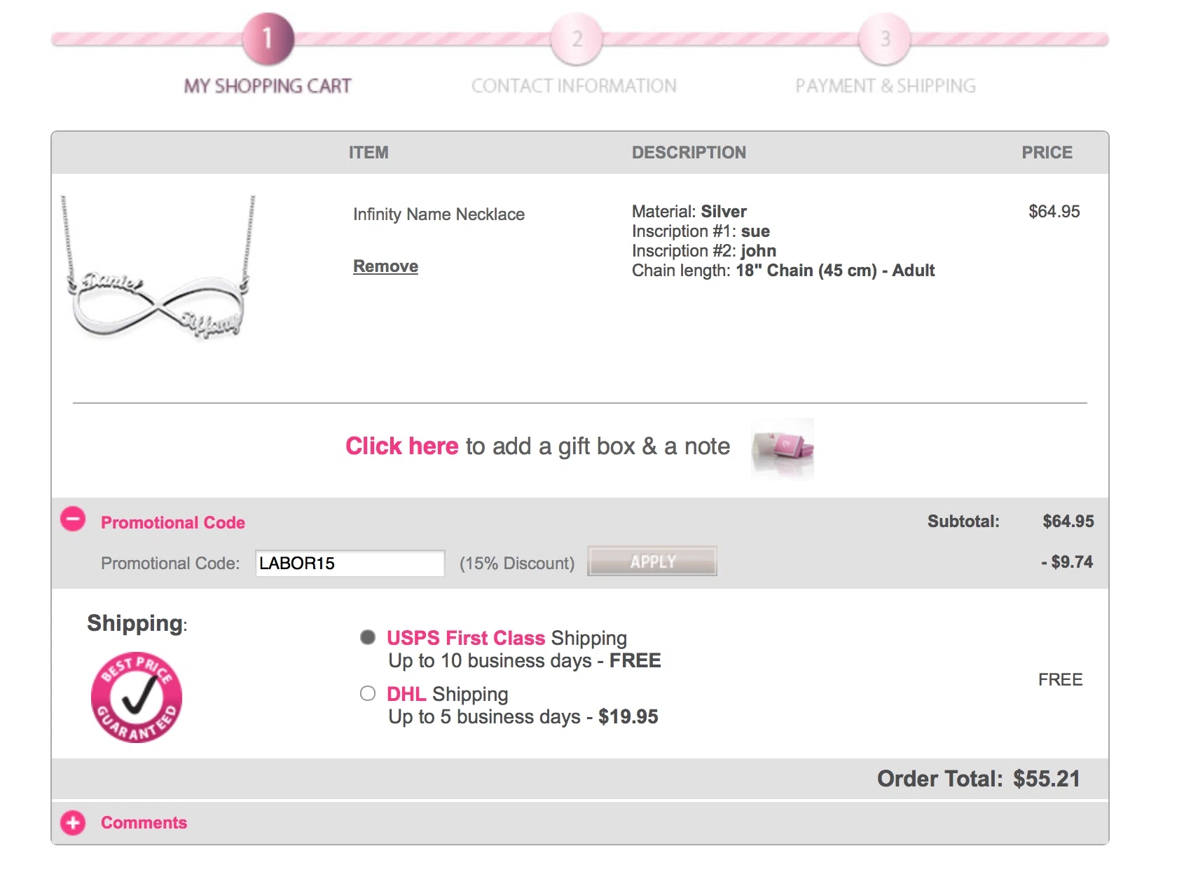 coupons my name necklace