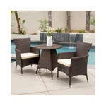 3-Piece Wicker Bistro Set With Cushions