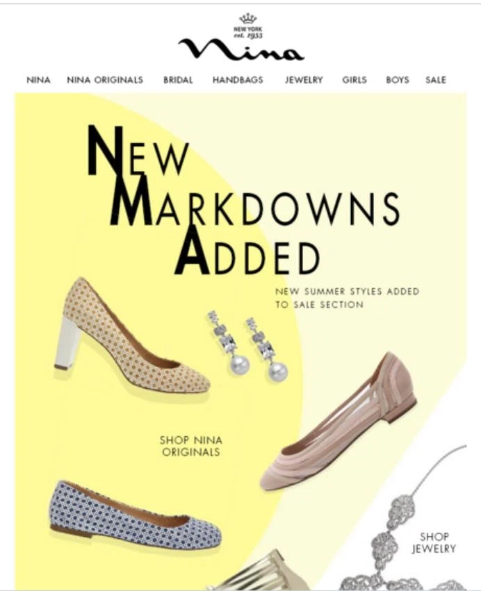 Offers Related To Nina Coupons There are 19 Nina Shoes coupons for you to consider including 18 sales, and 1 free shipping discount code. Most popular now: 70% Off on All Delman Footwear + Free Shipping. Latest offer: 70% Off on All Delman Footwear + Free Shipping.
