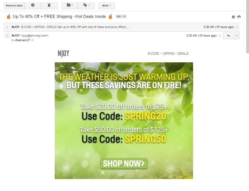 Njoy coupon code 2018
