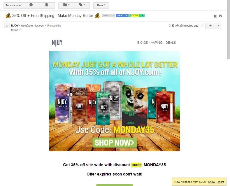 Njoy coupon code