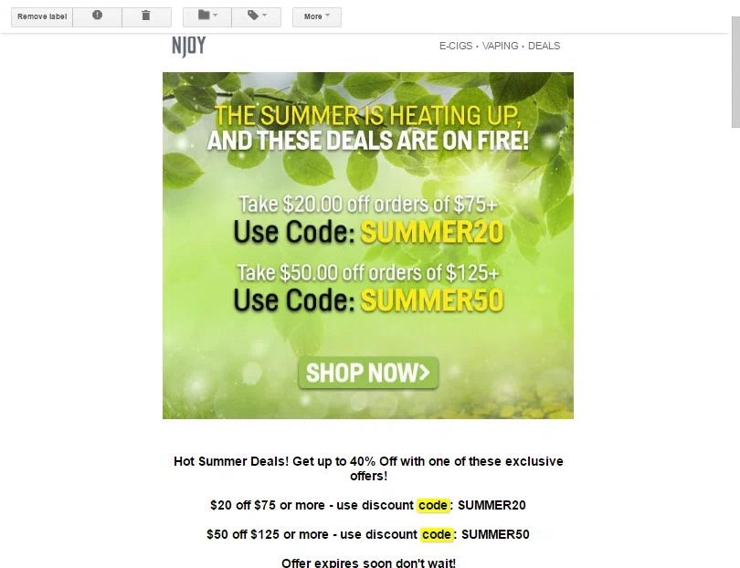Njoy coupon code