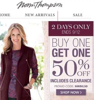 Norm Thompson Promo Codes One of the best things about shopping at Norm Thompson is that you're able to return items for free at any time. 2. If you want to maximize your savings, March and December is when the Friends & Family coupon for 30% off becomes available.