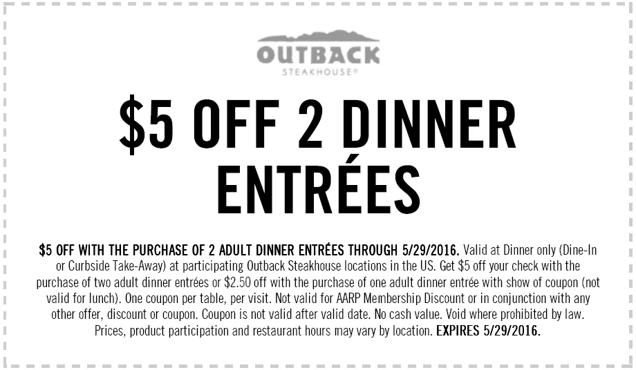 Outback steakhouse coupons 2019