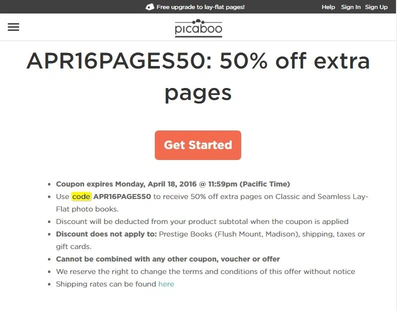 Picaboo discount coupons