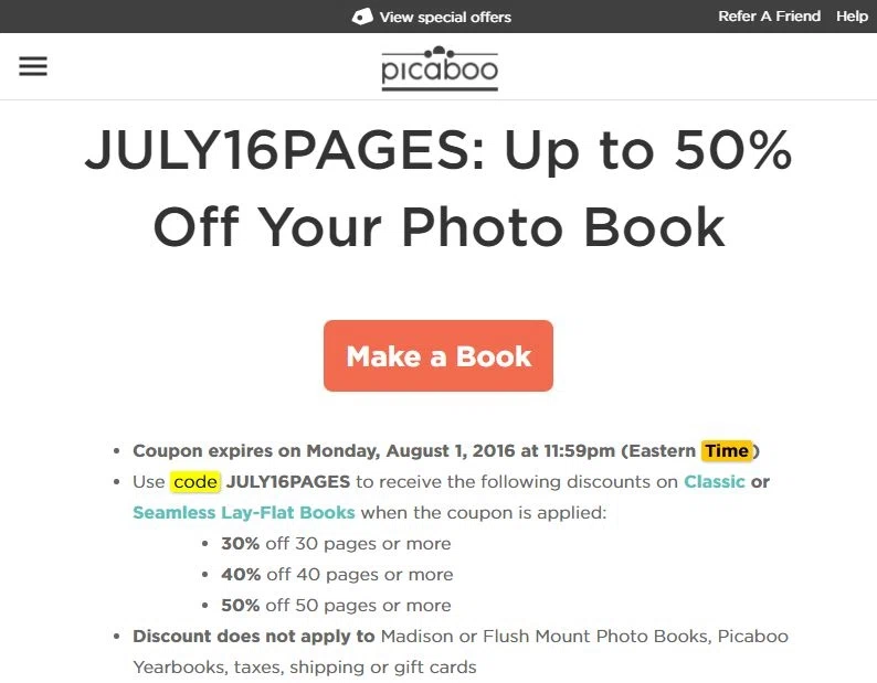 Picaboo discount coupons