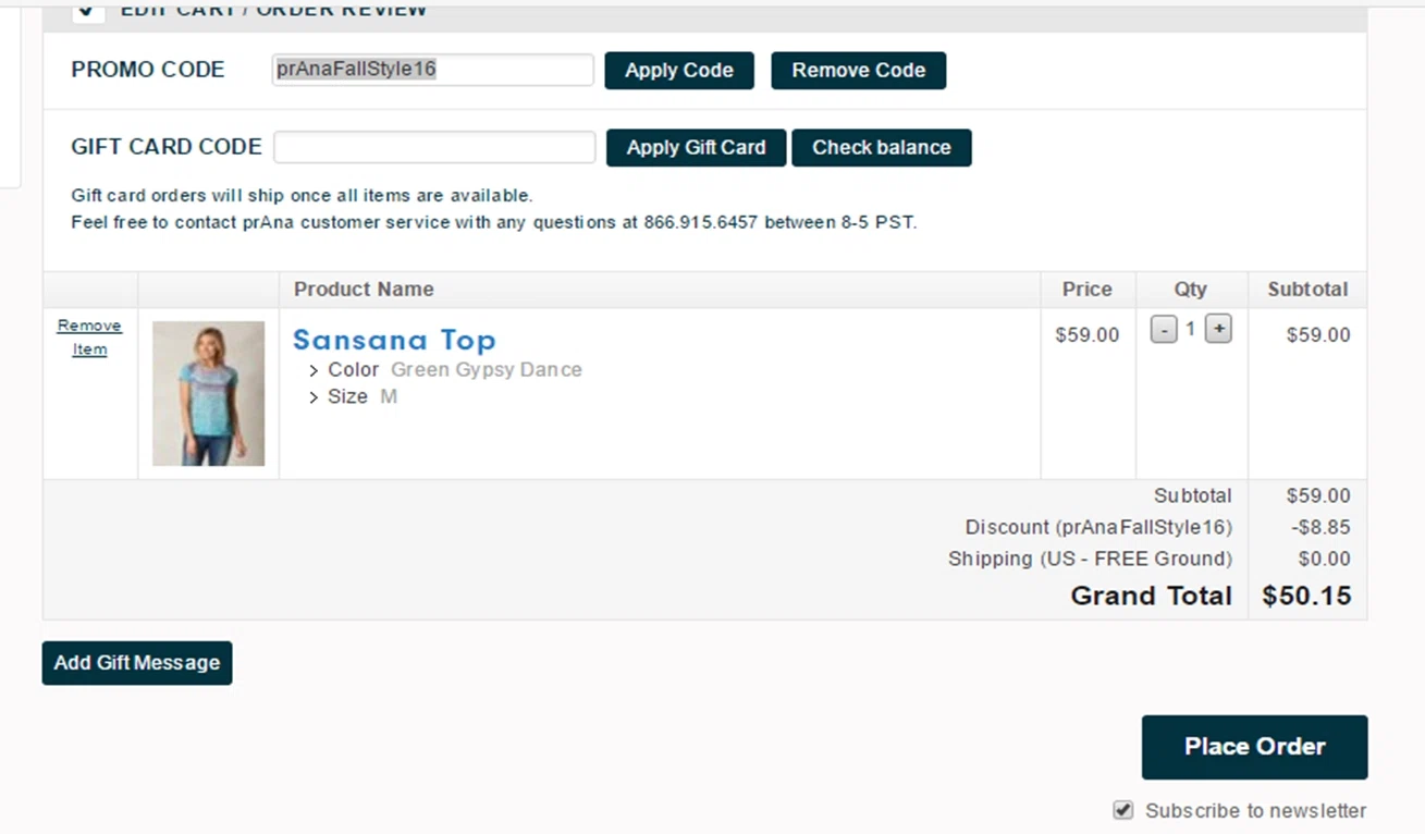 Prana coupon code