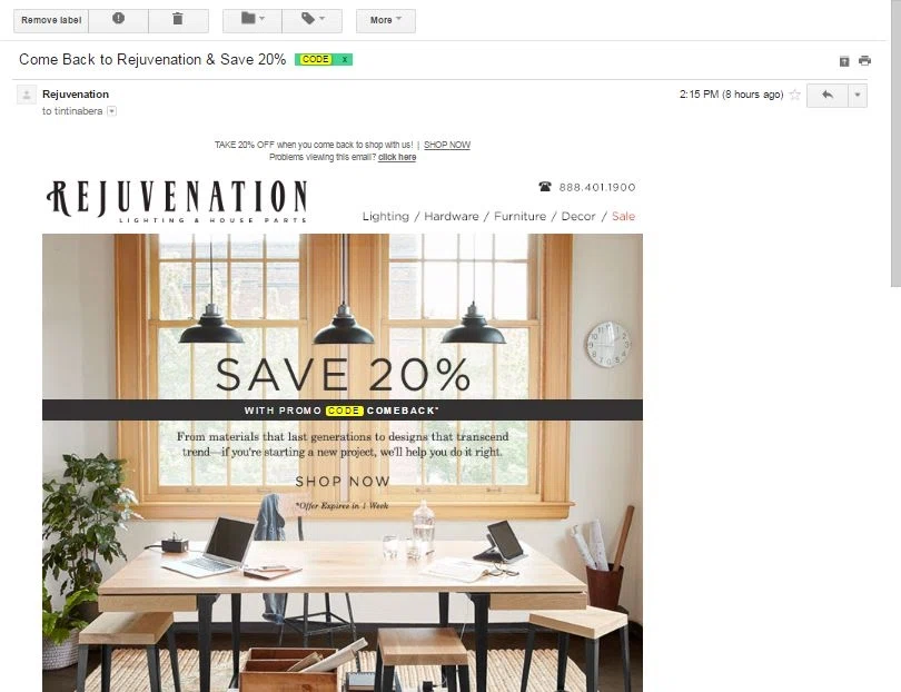 25% Off Antiques And Vintage 20% Off Rugs At Rejuvenation! At Rejuvenation, you can take 20% off rugs for a limited time. Snag and save on the items you want most! Offer ends August