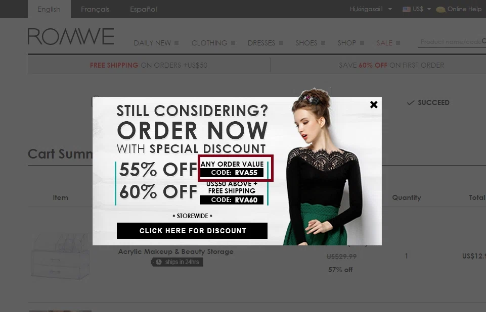 Romwe discount coupons
