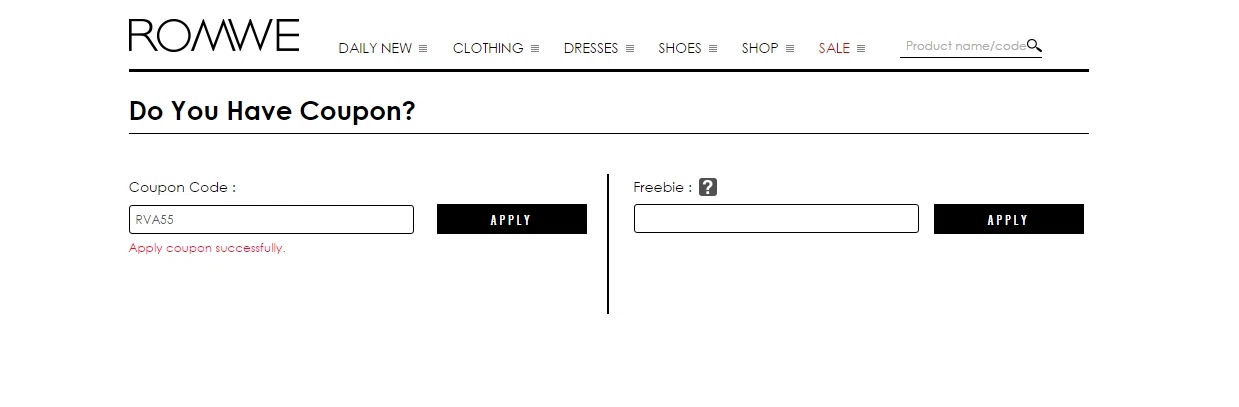 Romwe discount coupons