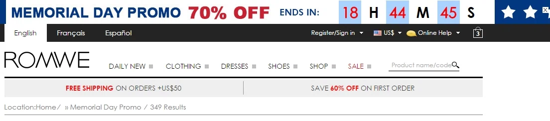 Romwe discount coupons
