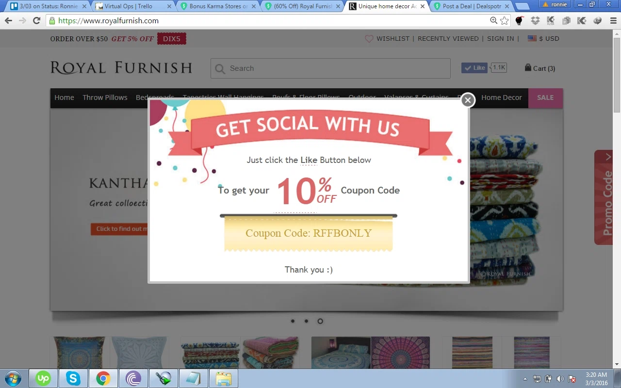 Discount coupon for royal images