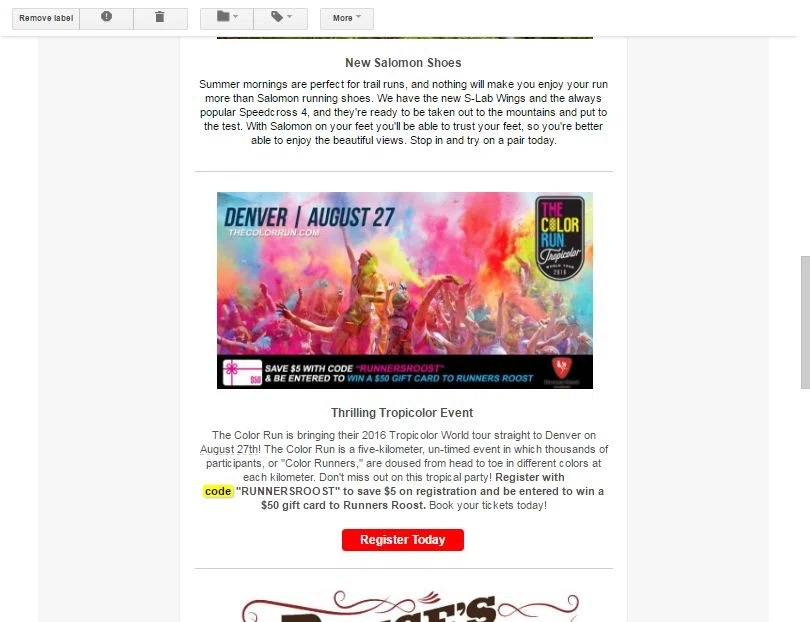 Coupon code color run