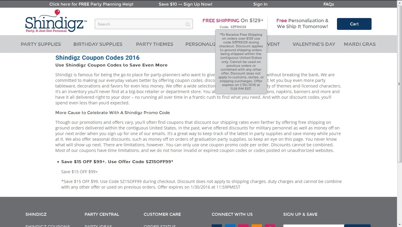 Shindigz coupon code