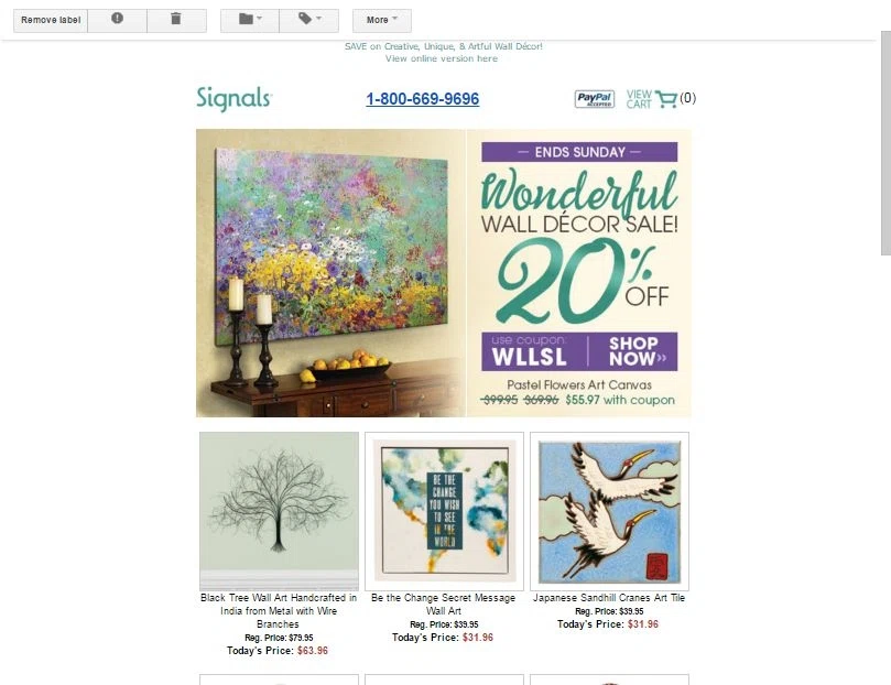 Signals coupon code