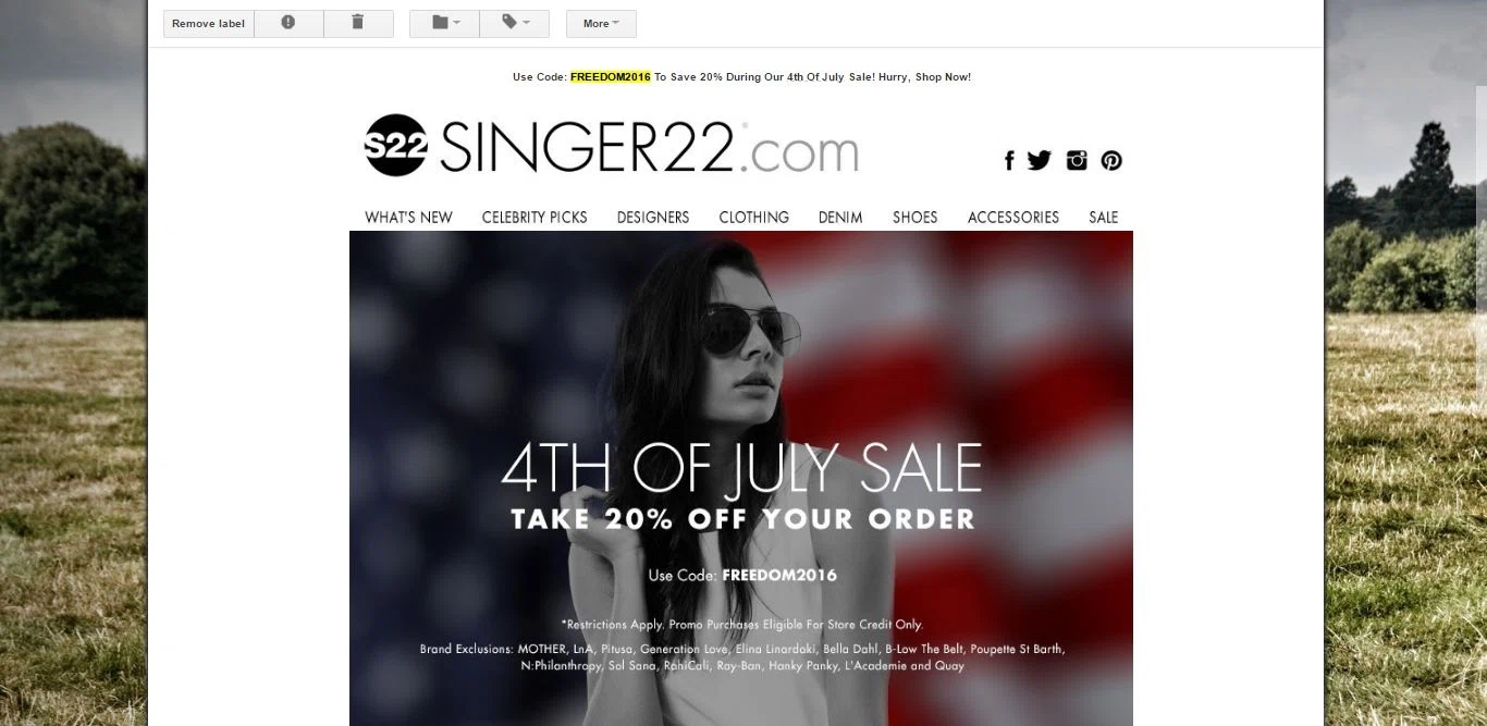 Latest add Singer 22 Coupons