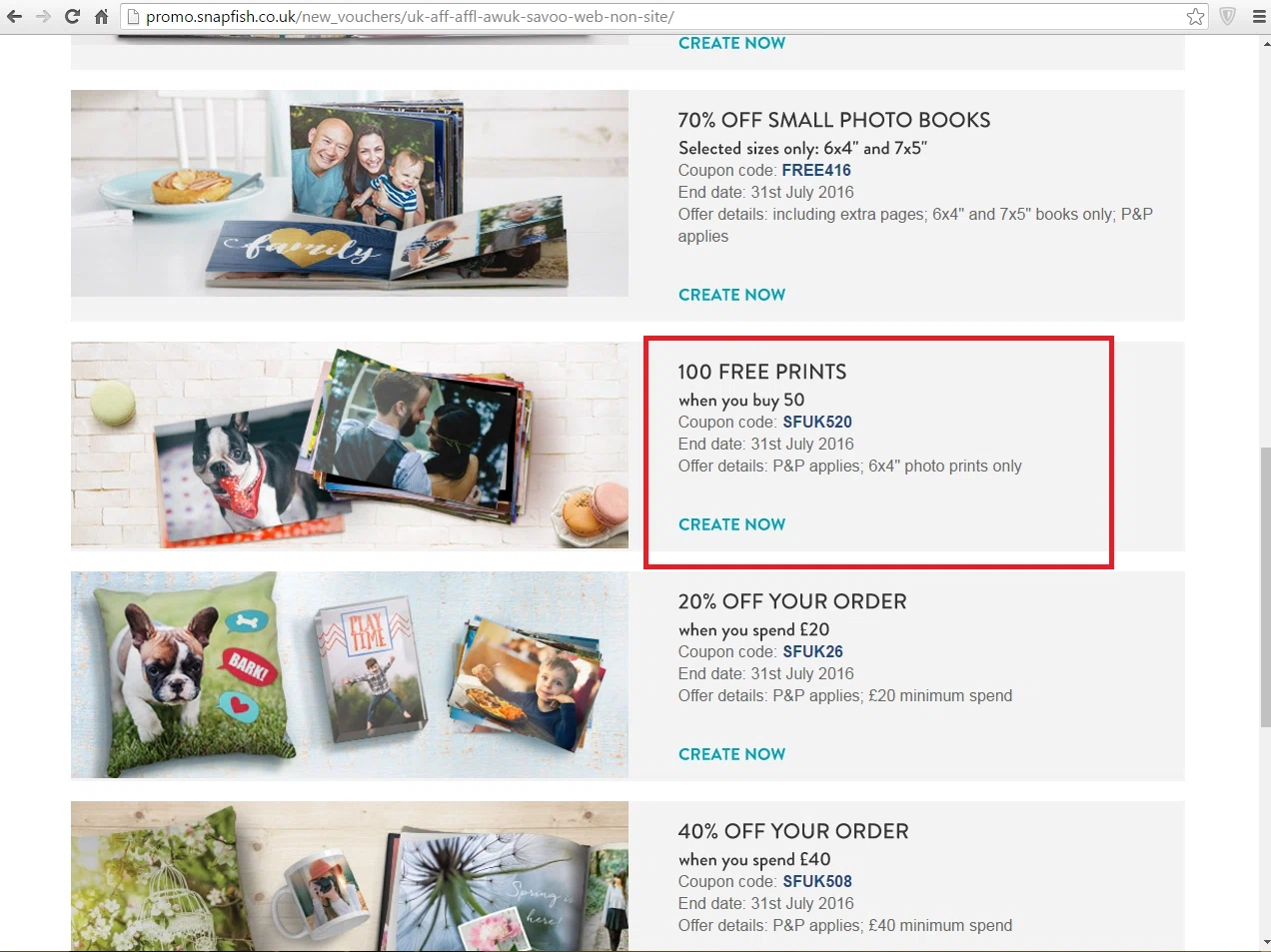 Snapfish coupons uk