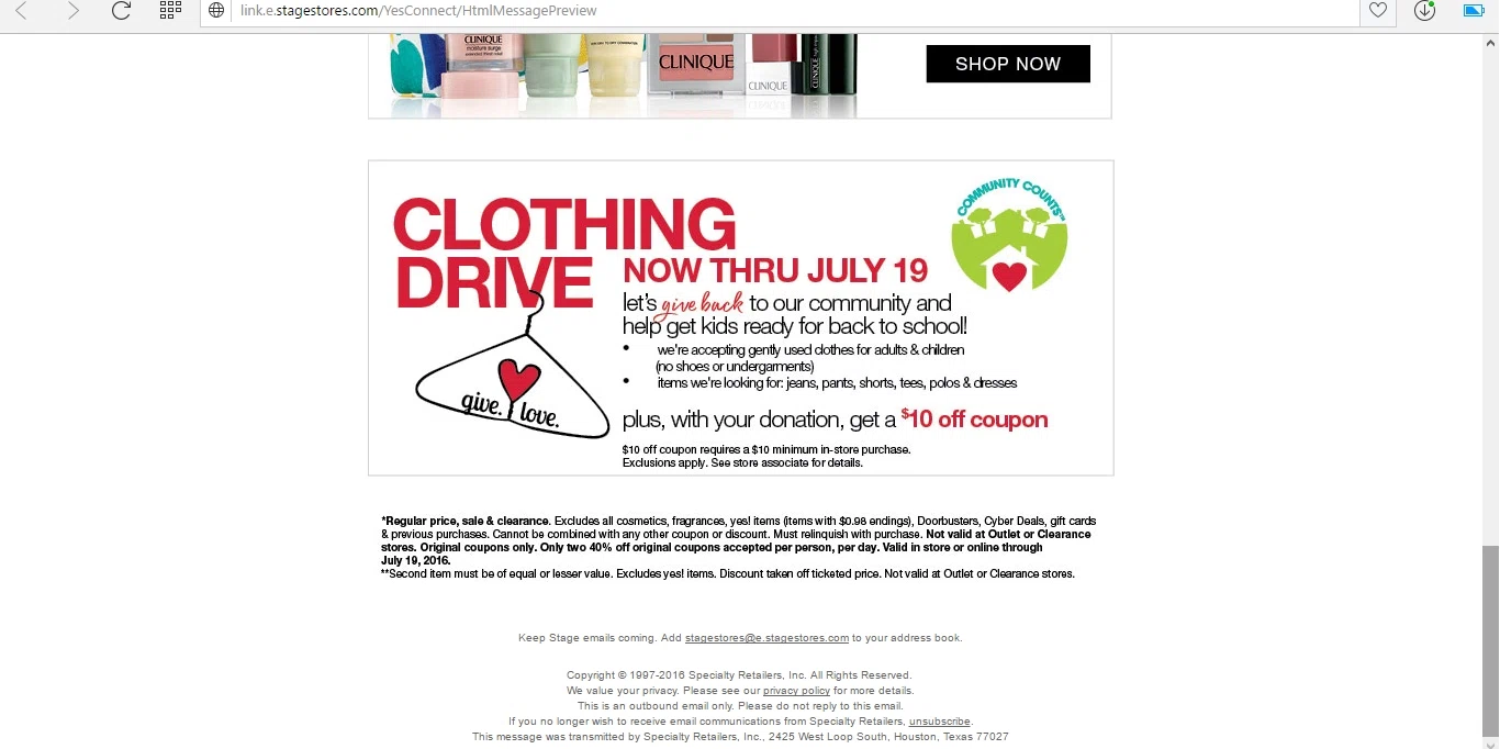 Off Coupon With Your Used Clothes Donation to Comunity Counts at Stage ...