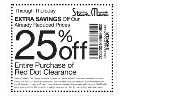 Get 25% Off Red Dot Clearance Items at Stein Mart | Dealspotr