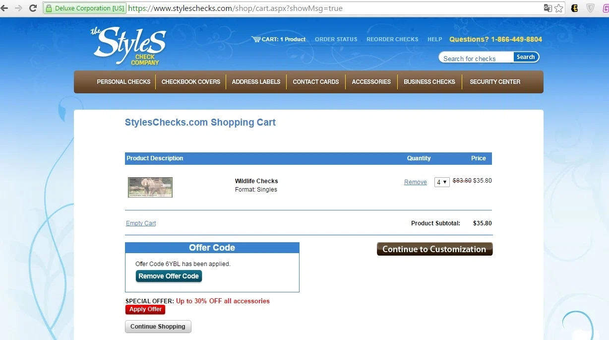 Coupon code for styles checks