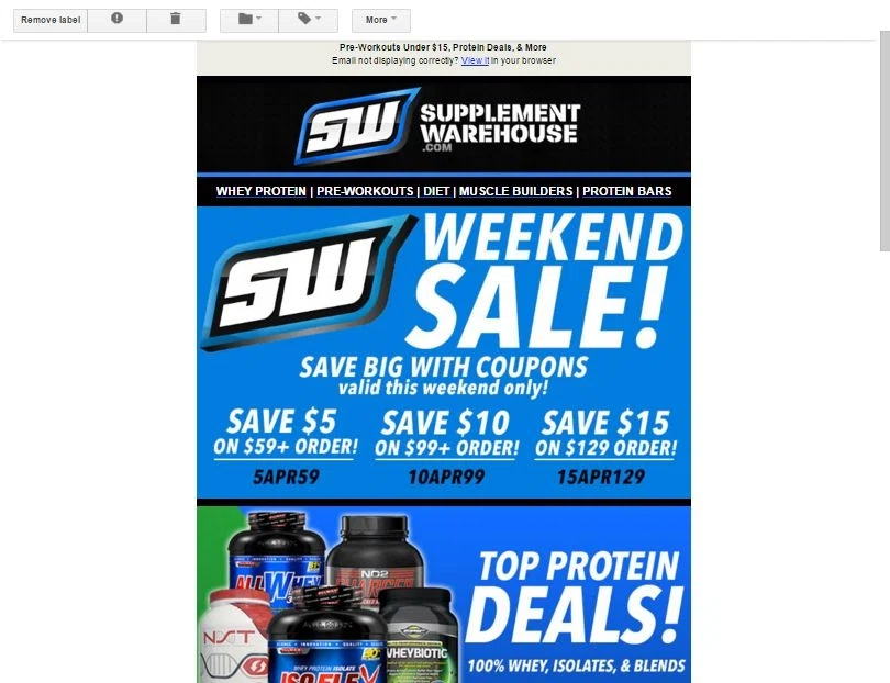 Discount coupons for supplement warehouse