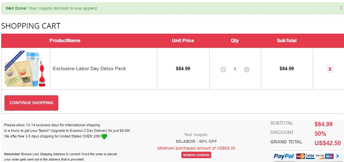 Teami discount coupons