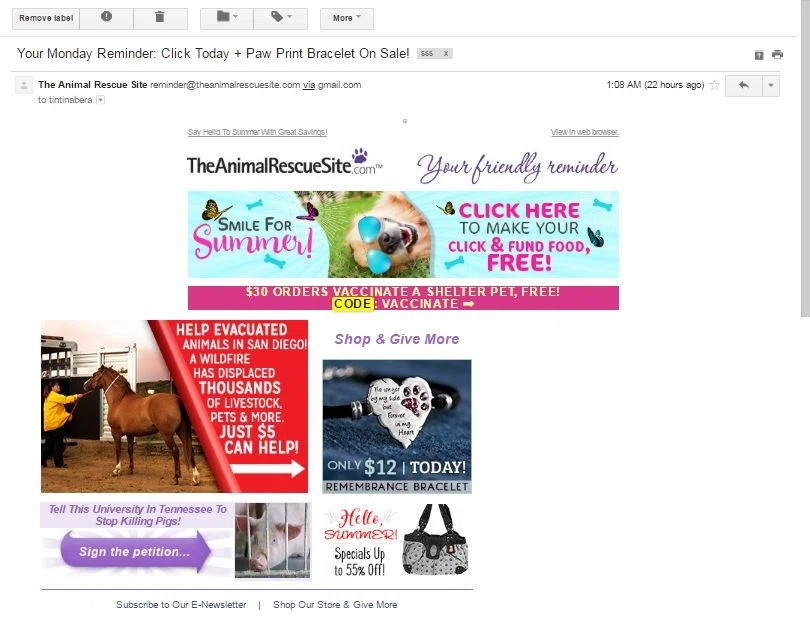 Coupon code animal rescue site