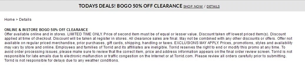 Torrid coupon in store