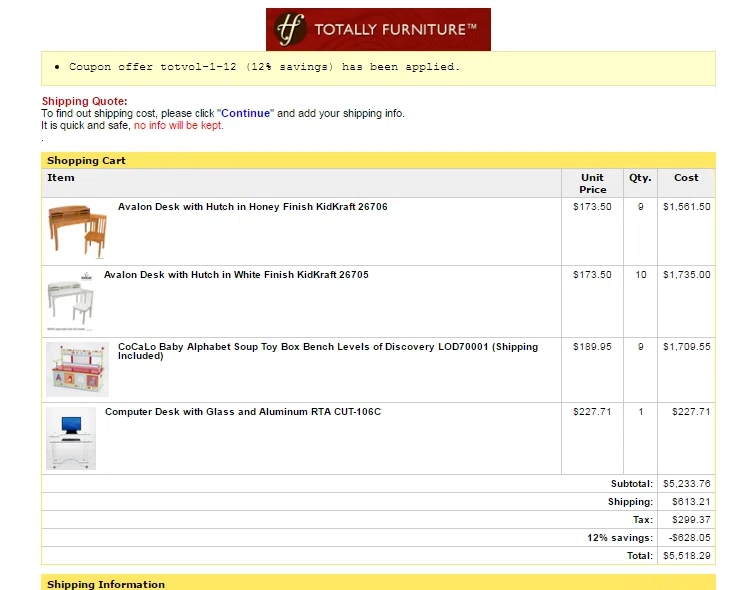 Totally furniture coupon code