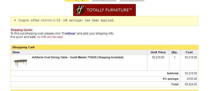 Totally furniture coupon code