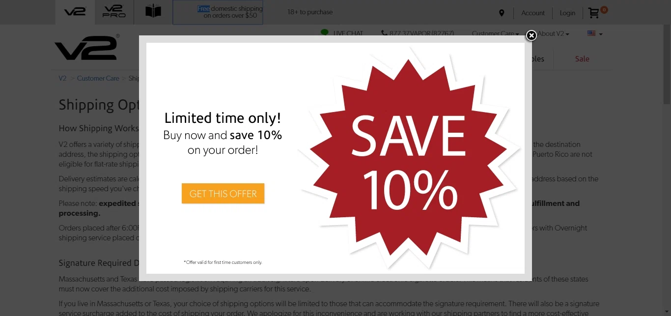 V2 cigs coupon code 15