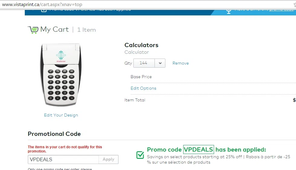 Coupon vistaprint.ca