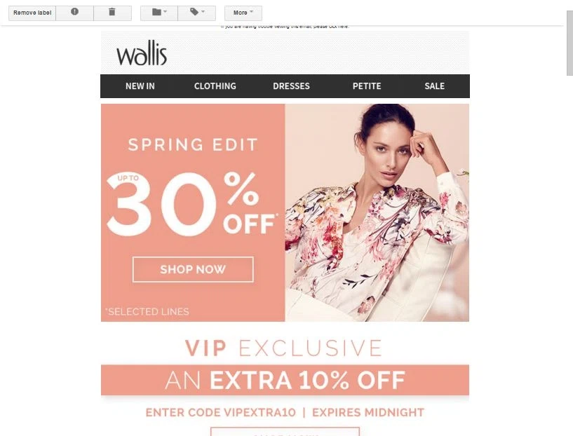 Similar offers you might like Wallis UK Promo Codes for November, Save with 25 active Wallis UK promo codes, coupons, and free shipping deals. 🔥 Today's Top Deal: 10% Off + Free Express Shipping via App. On average, shoppers save $27 using Wallis UK coupons from e3lenak3ena.ml