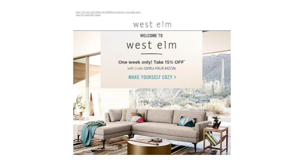 Enjoy 15% OFF Site-Wide at West Elm | Dealspotr