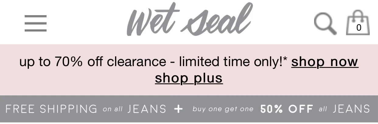 Wetseal coupon code