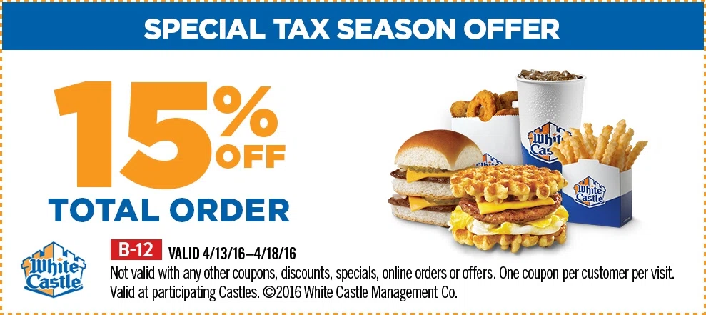 White castle printable coupon 2018