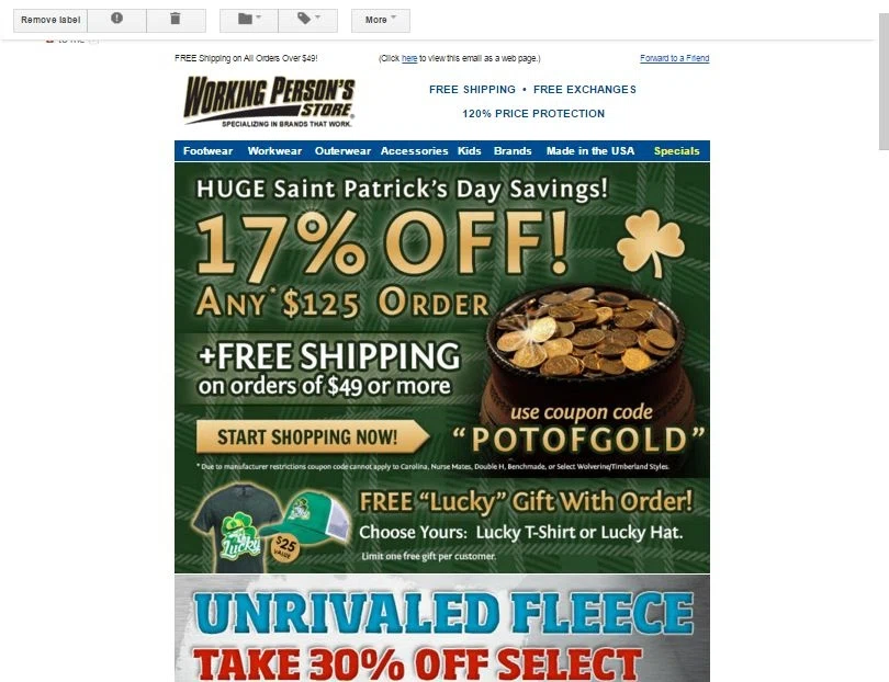 Working person's store coupon code