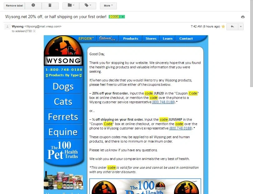 Wysong coupons promo codes