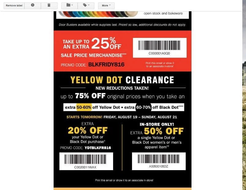 Carson's 40 yellow dot coupon