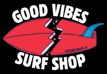 Good Vibes Surf Shop Surfside Beach Logo for Special Discounts