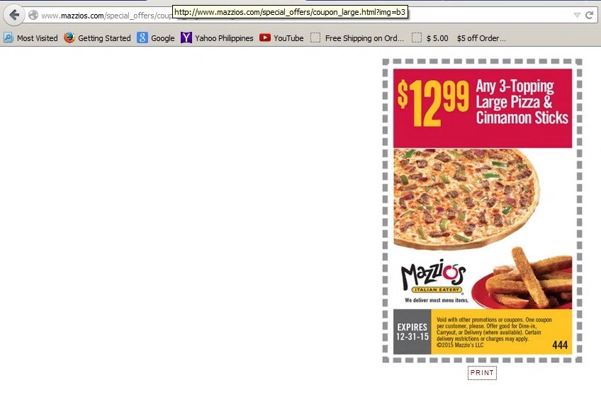 Mazzios coupon code